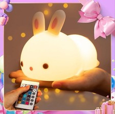 Kawaii Bunny Night Light 16 Colors Rechargeable Kids Lamp for Nursery