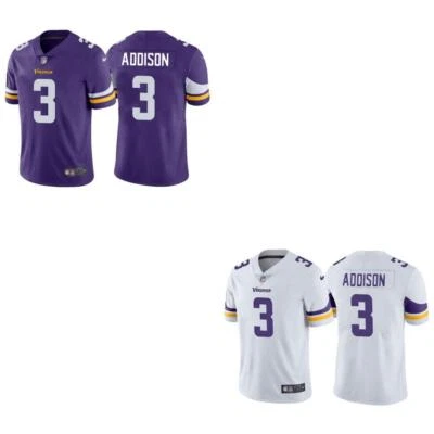 Jordan Addison Vikings Men stitched Jersey White / Purple