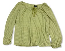 New Directions ND Womens Off The Shoulder Striped Blouse Top Shirt Size XL Green