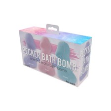 Pecker Bath Bomb - 3Pk. Jasmine Scented - Novelty Shaped Bombs - 3 colors