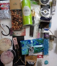 Lot of 22 Various NEW  UNUSED Craft Supplies Beads, Wire, Fabric etc... 