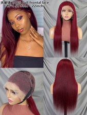 200 Density 13x4 Lace Frontal Wig 22 Inch 99J Straight Human Hair Wig