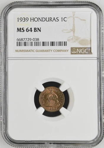 Honduras 1 Centavo 1939 NGC MS 64 BN