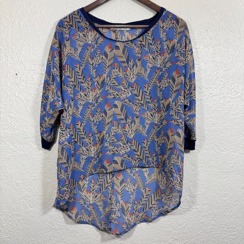 Vintage Sheer Oversized High Low Top Blouse XS Chloe K Feather Southwestern Boho