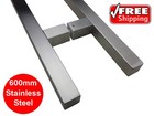 ENTRANCE DOOR HANDLE PULL ENTRY SET STAINLESS STEEL 600mm LONG SATIN SQUARE