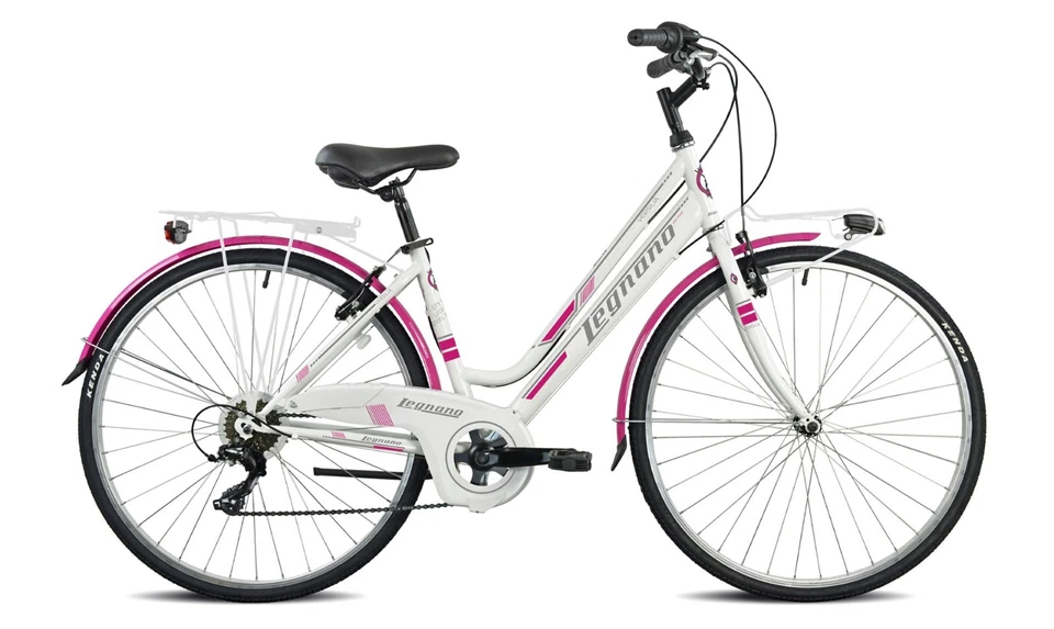 BICI LEGNANO L486 FUXIA BIANCO VERSILIA CITY BIKE DONNA ACCIAIO 6 VEL UNISEX 28"