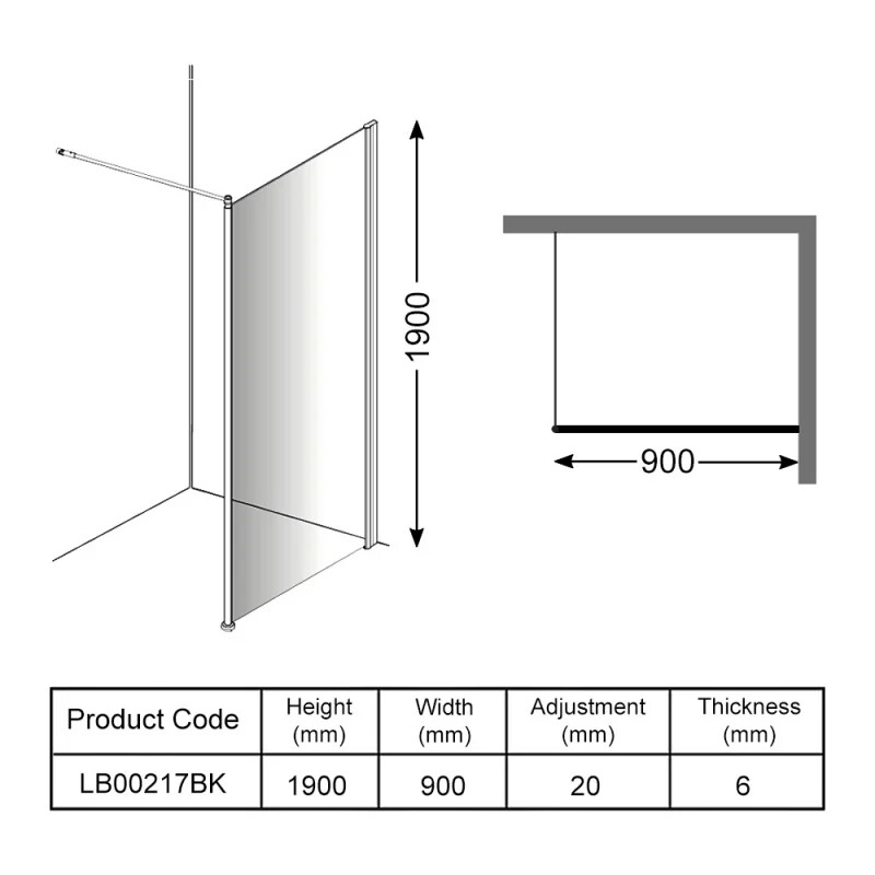AKW Shower Screen for Wet Rooms & Enclosures, Black Level Best Screens