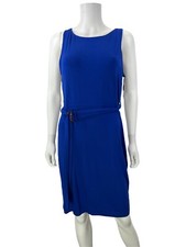 Calvin Klein Blue Knit Sleeveless Tank Belted Dress Stretch Size 10 NWT