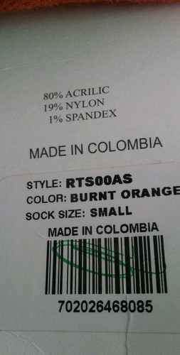 Calcetín deportivo Russell #RTS00AS mezcla acrílico naranja quemado talla S - Imagen 3 de 3