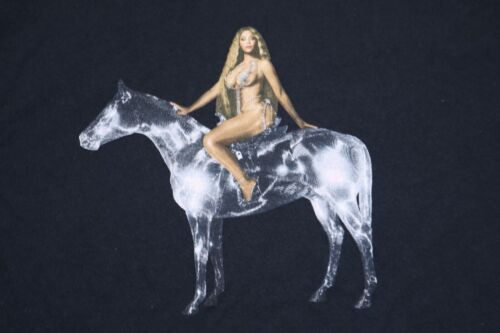 Beyoncé Renaissance Tour BLACK T Shirt Size LARGE 28"X21" Y2K HORSE - Picture 2 of 6
