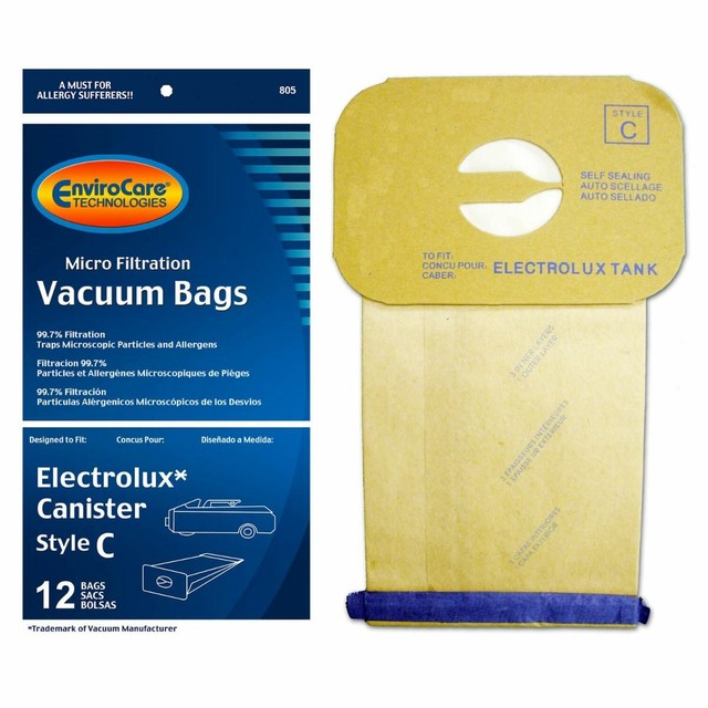 Electrolux Style C Canister Vacuum Bags (12 Pack) by EnviroCare for
