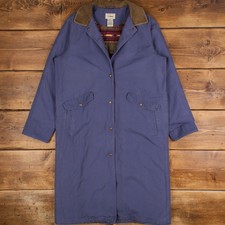 Vintage L.l.bean Workwear Jacket L Full Length Chore Aztec Lining Blue Womens