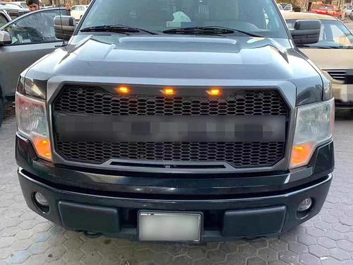 Parrilla de malla de parachoques delantera negra con luz LED para F150 2009-2014 - Imagen 8 de 12