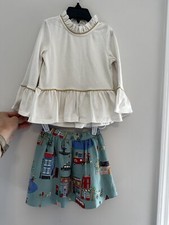 Mini Boden Girls London Holiday Christmas Scene Skirt Top - 1.5 - 2T