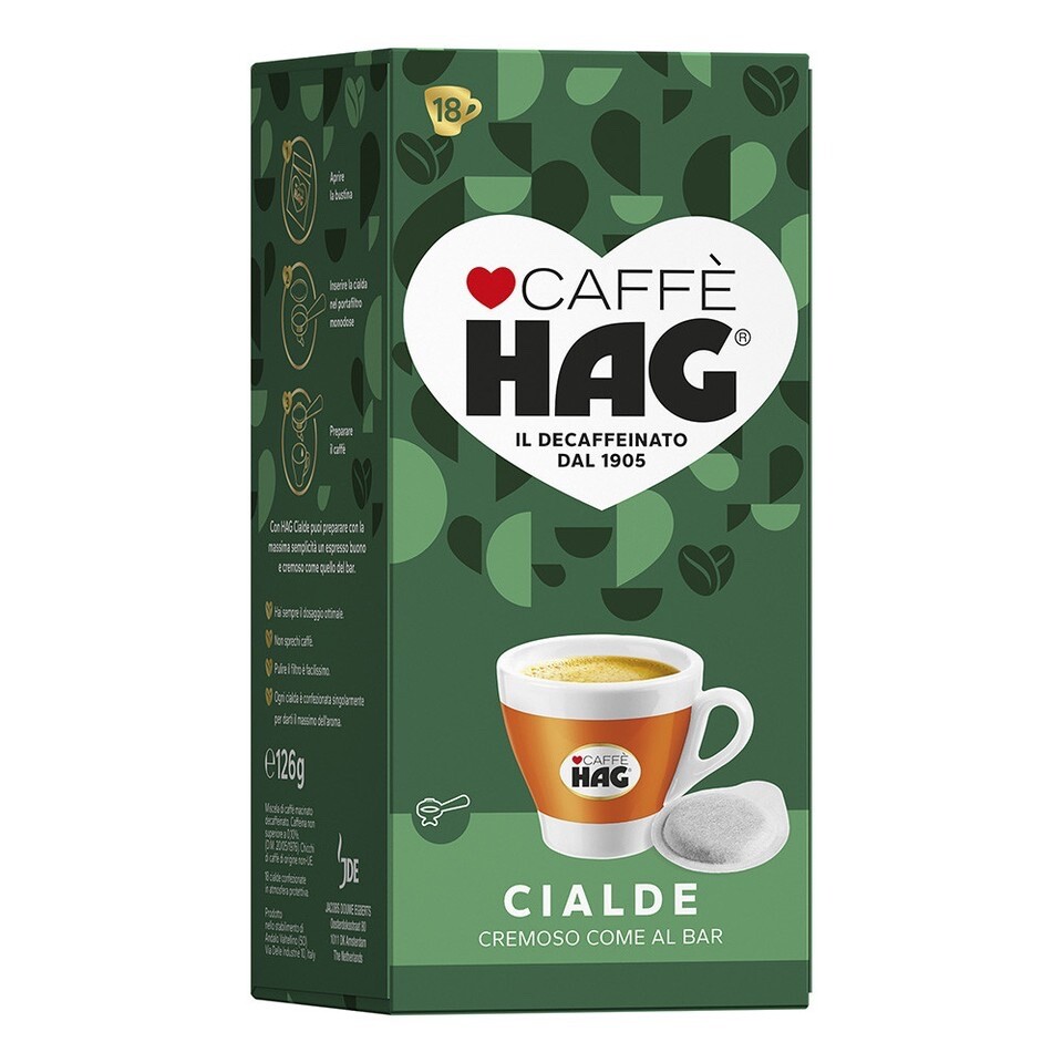 HAG CAFFE' decaffeinato in Cialde carta ESE 44mm, confezione da 18 PZ GC
