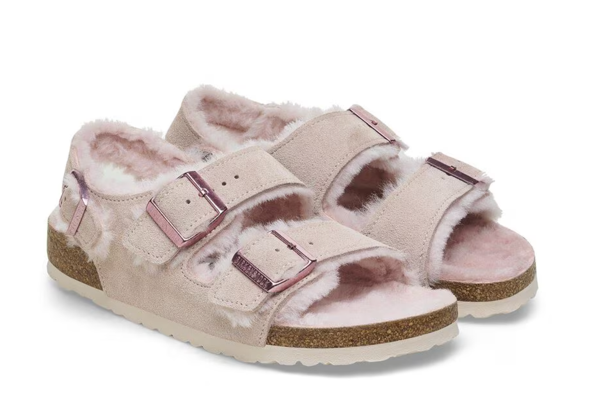 Birkenstock Milano Shearling Light Rose Pink Suede Slingback