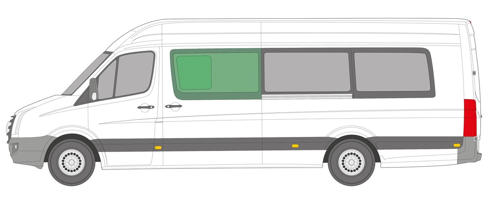 Nearside Left Sliding Opening Window VW Crafter 2006-2017 MWB LWB Tint