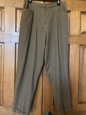 Vintage Elisabeth By Liz Claiborne brown tiny houndstooth pants cuffs 14