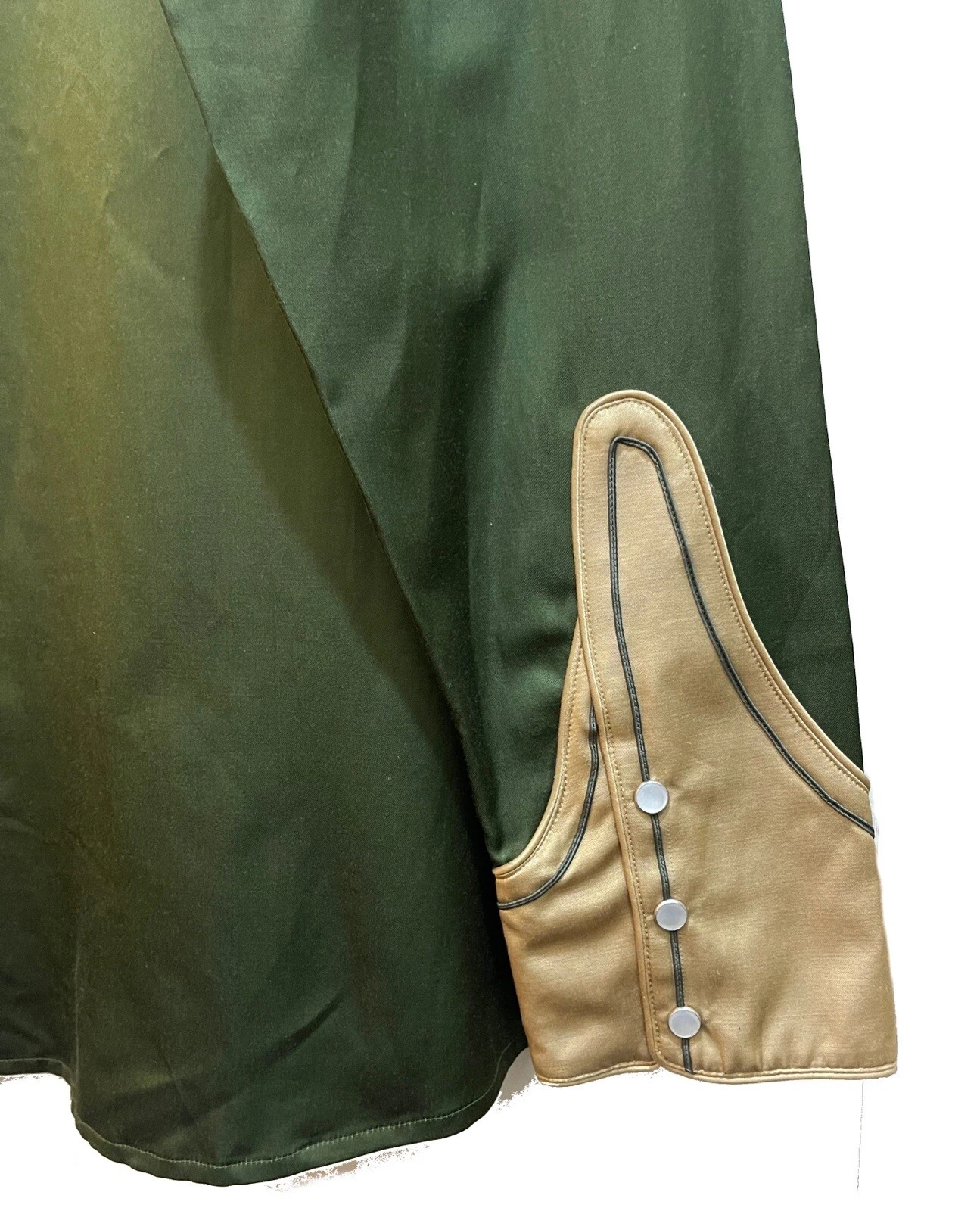 Kenzo Camicia Abito Uomo Floreale Manica Lunga Ricamata Verde Sabbia 42 16 5