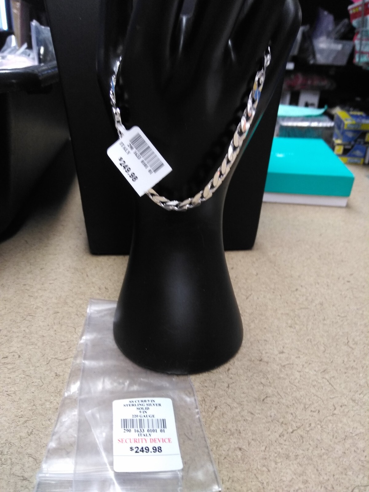 Sterling Silver 9" Solid Curb Bracelet - image 1