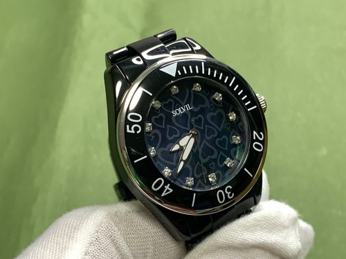 Solvil-Titus 48-0184 Blue/Shell Dial Black Plastic 3 Atm Quartz Women Wristwatch - Picture 14 of 14