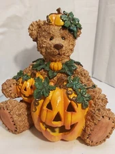 Halloween Light-Up Tabletop 10" Bear Resin Collectible Pumpkins Cracker Barrel?