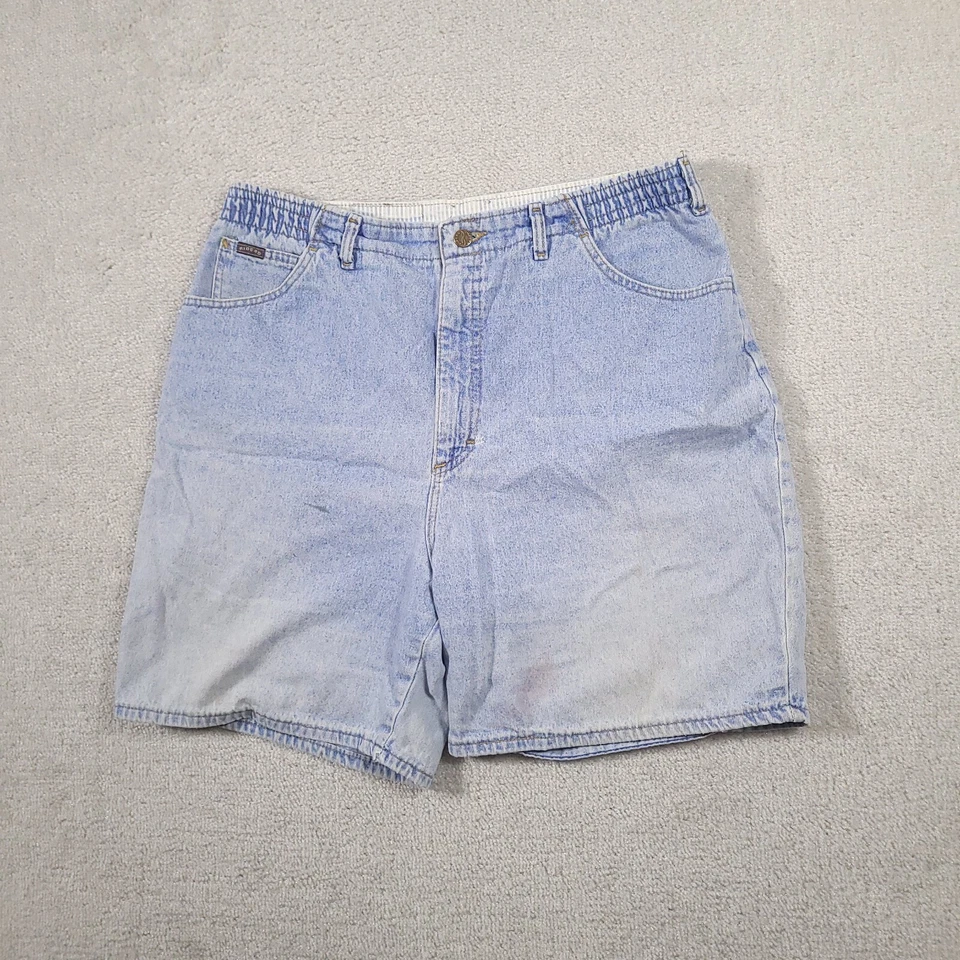 VTG Lee Rider Jean Shorts Womens 20W Medium High Rise Light Blue Faded Stained - Image 2 of 4