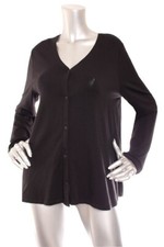 NEW Eileen Fisher Fine Jersey Button Down V Neck Long Sleeve Top Black
