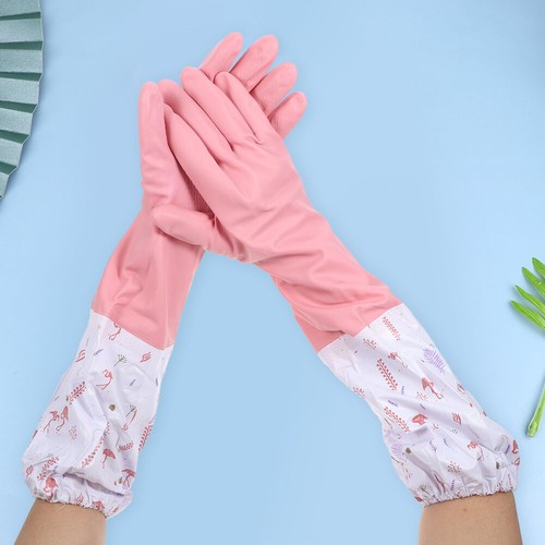 2 Pair Fleece -Reinigungshandschuhe Spülhandschuhe Wiederverwendbare Zur - Bild 6 von 10