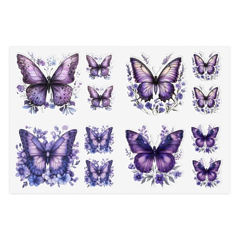 Lila Schmetterling Stickerbögen - Blumendekor für Zeitschriften, Scrapbooking, [...] - Bild 2 von 13