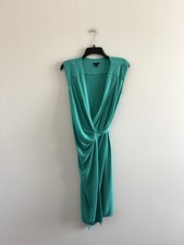Ann Taylor Wrap Dress Green Soft Knit Surplice Sleeveless Women XS Office Resort