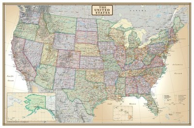 24x36 United States, USA US Executive Wall Map 24 x 36 Inch, Laminated