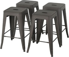Metal Bar stools 24'' Counter Height Kitchen Bar Chairs Set of 4 Stackable