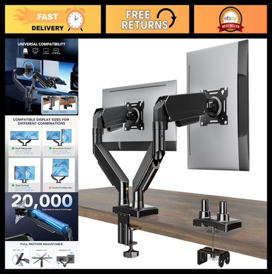 Adjustable Dual Monitor Stand, Full Motion Desk Mount for 17''-32'' Screens, VESA