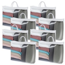 8 PCS Clear Zippered Clothes Storage Bags Heavy Duty PVC 15x12x3.15 Inch
