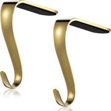 Heavy-Duty Metal Christmas Stocking Holders for Mantel and Fireplace Gold 