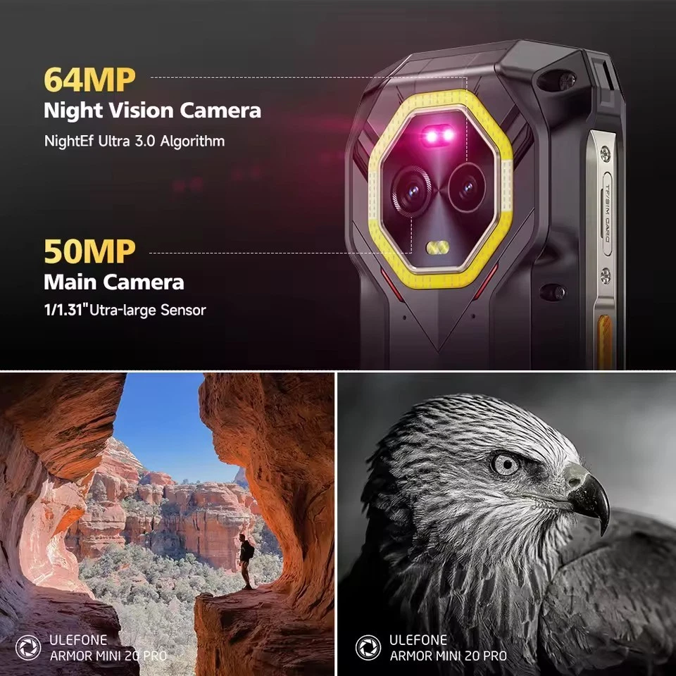 Ulefone Armor Mini 20 4G Rugged Phone 4.7'' 64MP Night Camera 256GB 6200mAh NFC - Image 4 of 4