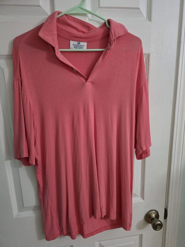 Mizzen+Main Men’s Pink Solid Trim Fit Short Sleeve Collared Polo Size M