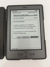 Amazon Kindle 4th Gen - 2GB - D01100 - 6" Wi-Fi Leather Case Bundle TESTED WORKS