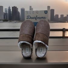 Dearfoams Cozy Comfort Women's Size S 7-8 Microsuede Moc Toe Scuff Slippers