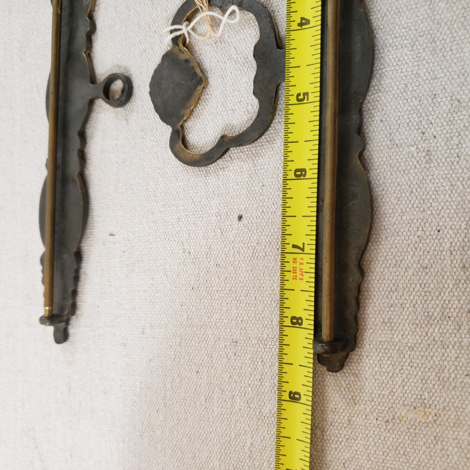 Brass Metal Ornate Bell Pull Hardware Needlepoint Tapestry Hanger Lot Of 2_AN