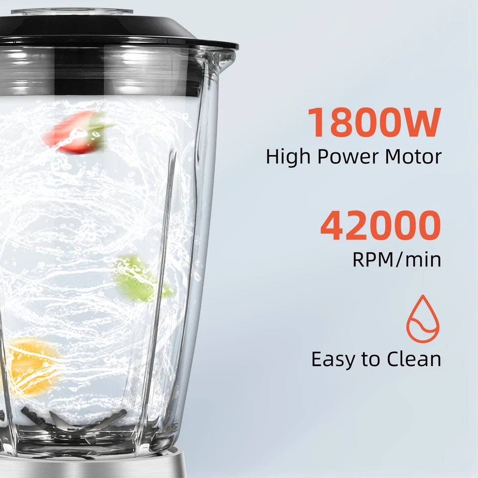 Frullatore Alimentare  Frullatore Frutta Spremiagrumi Macinacaffè 1800W 2L - Immagine 2 di 4