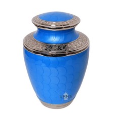 Blue Blossom Legacy with Silver Trim Cremation Urn for Ashes