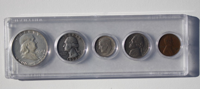 1952 US Coin Year Set Nice Half, Quarter, Dime, Nickel and Cent – Five Coin Set