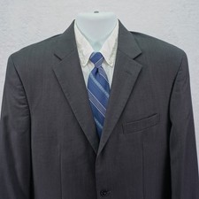 Jos A Bank Traveler's Tailored Fit Wool Blazer Gray Birdseye 40R 2 Button
