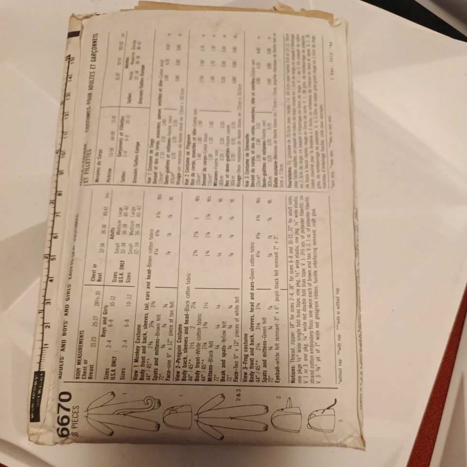 Frog Monkey Penguin Child Costumes Small Simplicity 6670 Uncut Pattern halloween - Image 2 of 3