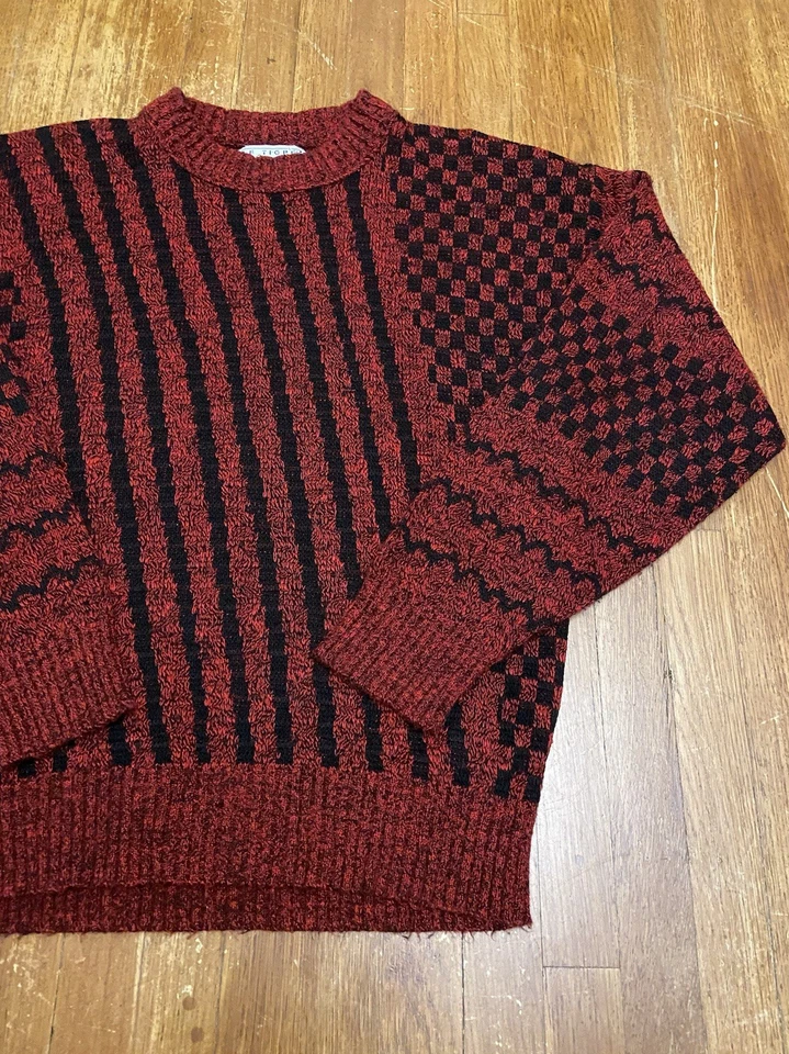 Suéter de vacaciones vintage Le Tigre multicolor estampado acrílico tejido adulto grande Foto 3 de 4