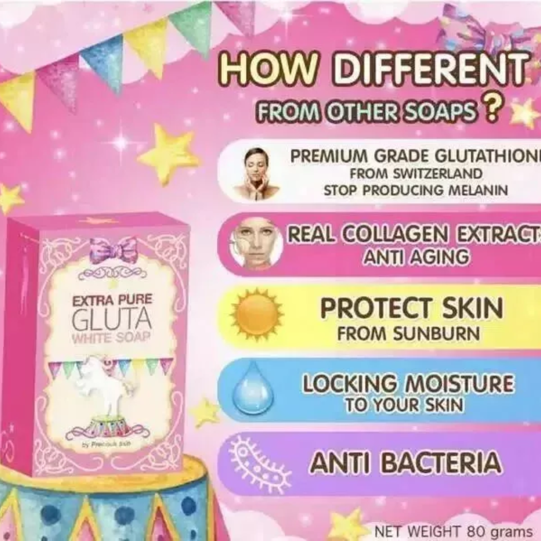 Precious Skin Extra Pure Gluta White Soap 80g – Glutathione + Collagen  2-pack