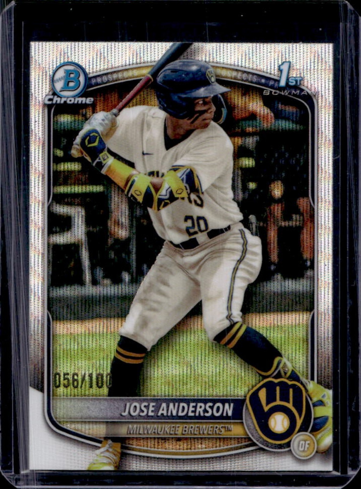 2025 Bowman Chrome Jose Anderson Wave Refractor 1st #56/100 Brewers
