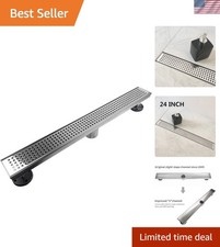 Polished 24-Inch Linear Stainless Steel Shower Drain for Modern Bathrooms